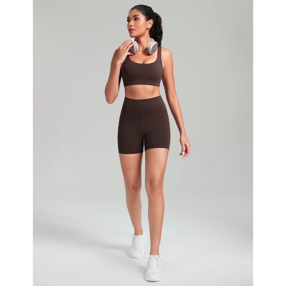 Womens U Back Sports Bra Nylon Lycra Medium Support Padded Yoga Workout - Picture 4 of 5
